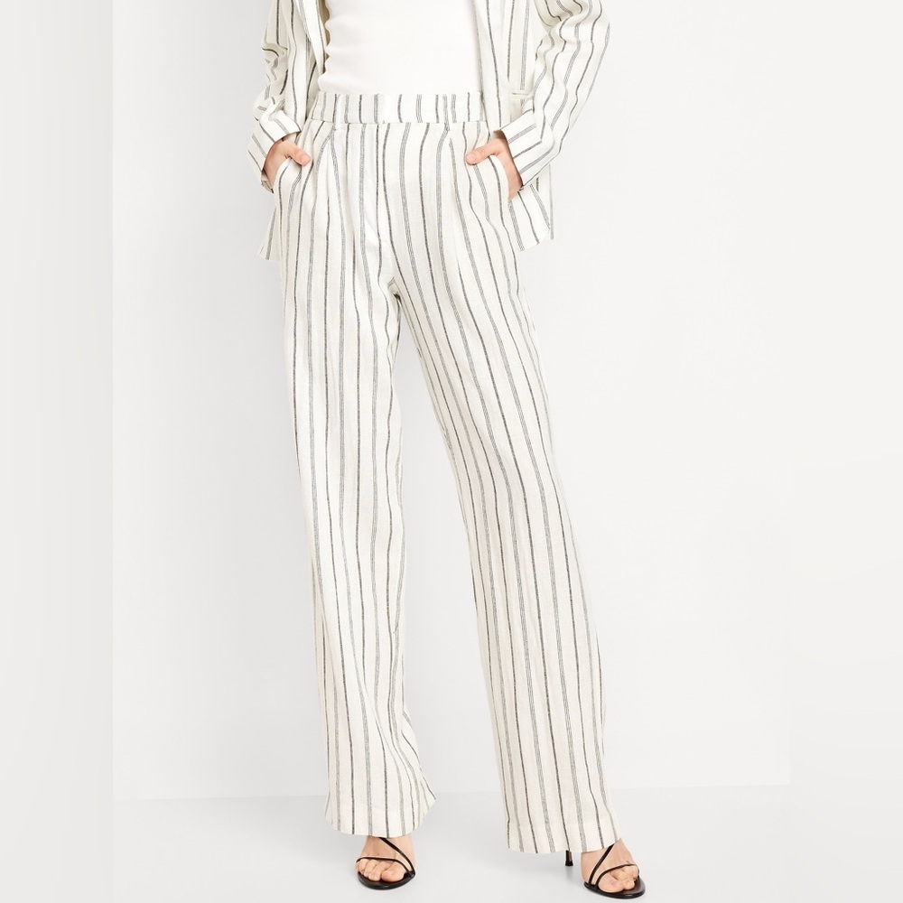 NWT Old Navy Extra High Waisted Linen Blend Taylor Wide-Leg Trouser Pants Size L
